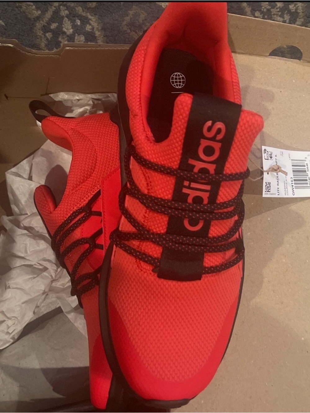 adidas Men's Bright Red Athletic Sneakers with Black Accents